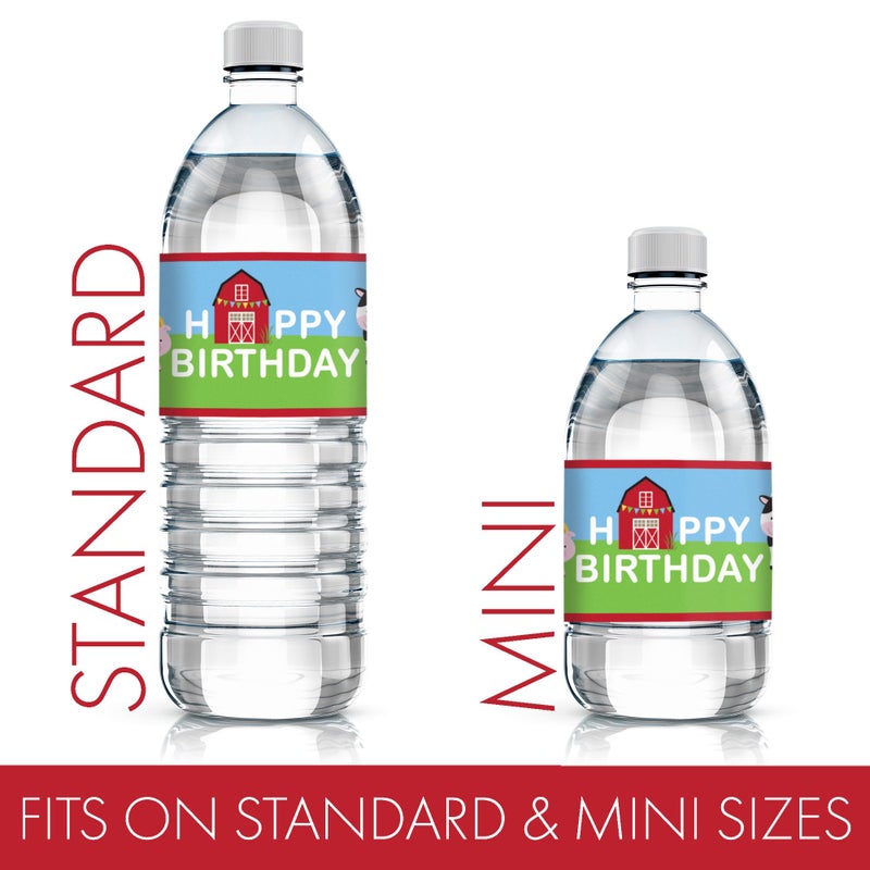 DISTINCTIVS Barnyard Farm Animal Birthday Party Water Bottle Labels - 20 Stickers - Image 3
